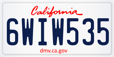 CA license plate 6WIW535