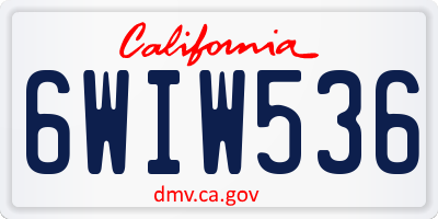 CA license plate 6WIW536
