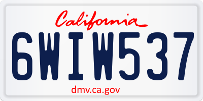 CA license plate 6WIW537