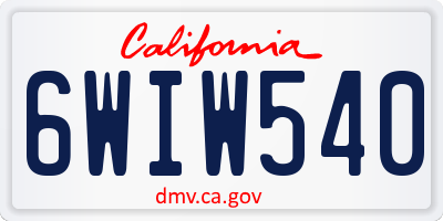 CA license plate 6WIW540