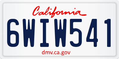 CA license plate 6WIW541
