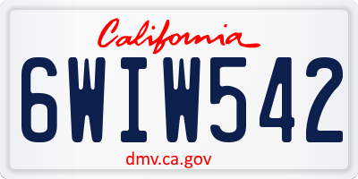 CA license plate 6WIW542