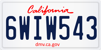 CA license plate 6WIW543
