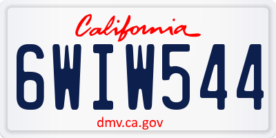CA license plate 6WIW544