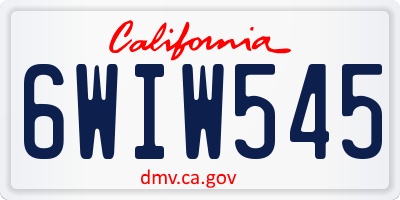 CA license plate 6WIW545