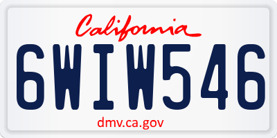 CA license plate 6WIW546