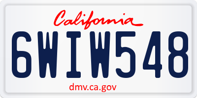CA license plate 6WIW548