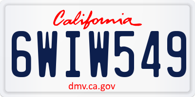 CA license plate 6WIW549