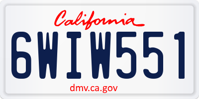 CA license plate 6WIW551