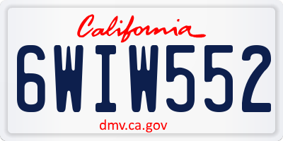 CA license plate 6WIW552