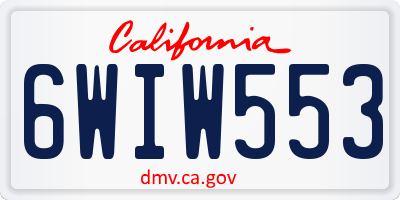 CA license plate 6WIW553