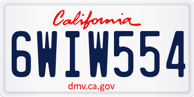 CA license plate 6WIW554