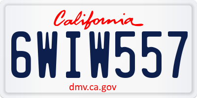 CA license plate 6WIW557