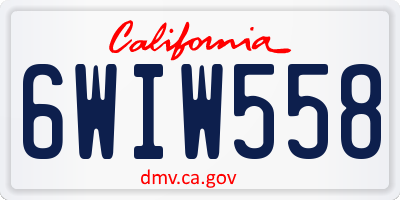 CA license plate 6WIW558