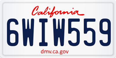 CA license plate 6WIW559