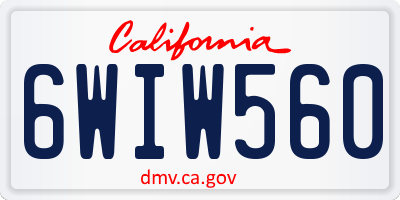 CA license plate 6WIW560