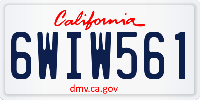 CA license plate 6WIW561