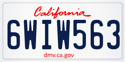 CA license plate 6WIW563