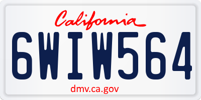 CA license plate 6WIW564