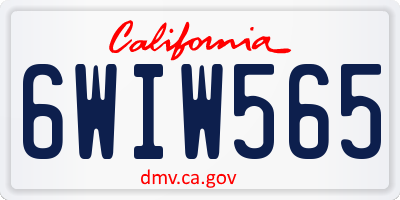 CA license plate 6WIW565