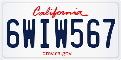 CA license plate 6WIW567