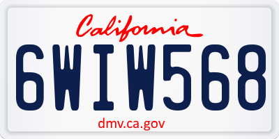 CA license plate 6WIW568