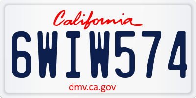 CA license plate 6WIW574