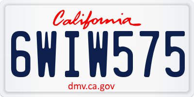 CA license plate 6WIW575