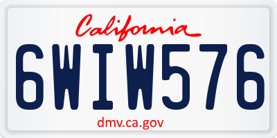 CA license plate 6WIW576