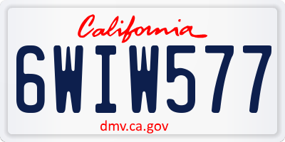 CA license plate 6WIW577