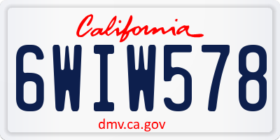 CA license plate 6WIW578