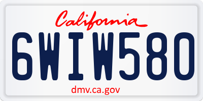 CA license plate 6WIW580