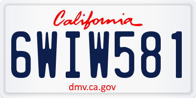 CA license plate 6WIW581