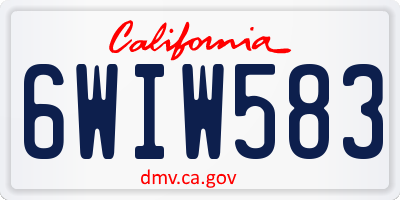 CA license plate 6WIW583