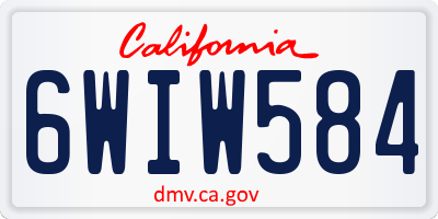 CA license plate 6WIW584