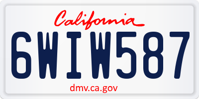 CA license plate 6WIW587