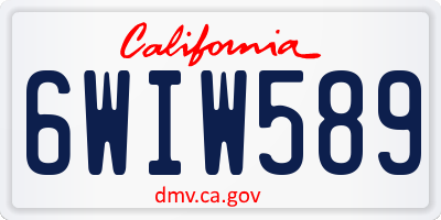 CA license plate 6WIW589