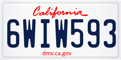 CA license plate 6WIW593