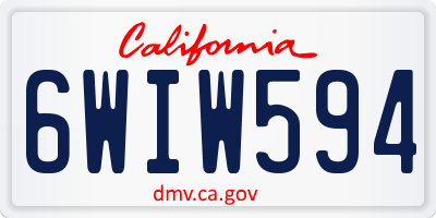 CA license plate 6WIW594