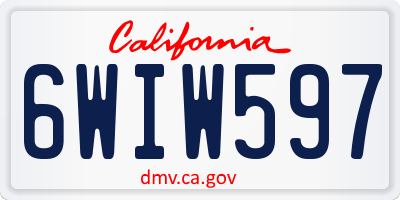 CA license plate 6WIW597