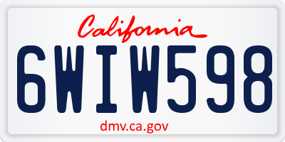 CA license plate 6WIW598