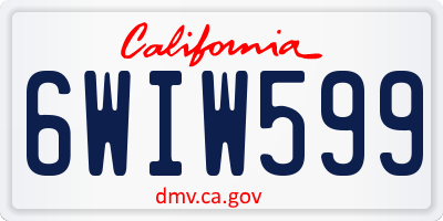 CA license plate 6WIW599