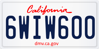 CA license plate 6WIW600