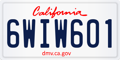 CA license plate 6WIW601