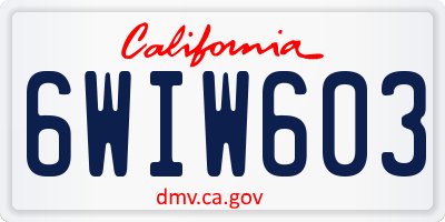 CA license plate 6WIW603