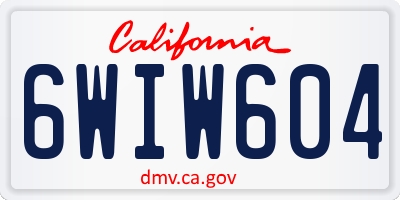 CA license plate 6WIW604