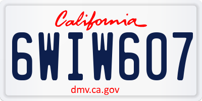 CA license plate 6WIW607