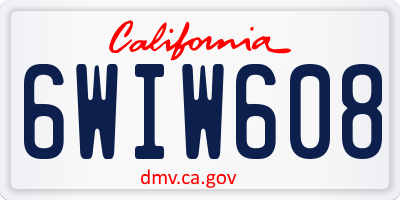 CA license plate 6WIW608
