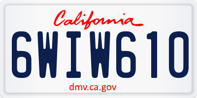 CA license plate 6WIW610