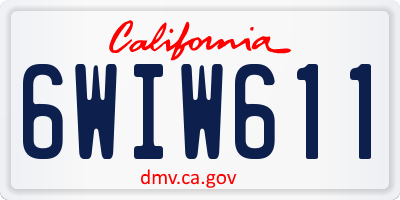 CA license plate 6WIW611